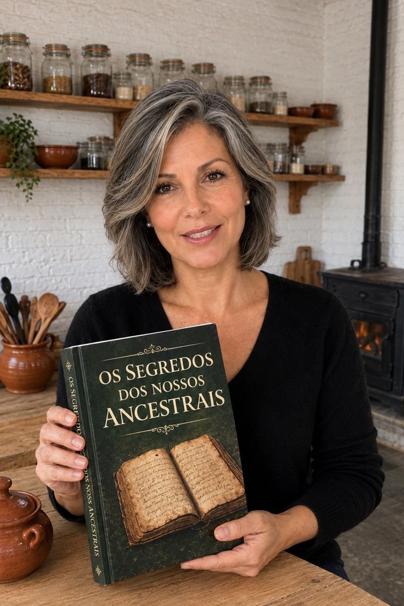 Dona Diana segurando o caderno Os Segredos dos Nossos Ancestrais